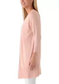 Petite Long Sleeve Open Front Cardigan