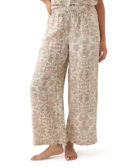Women's Wide Leg Printed Linen Pants