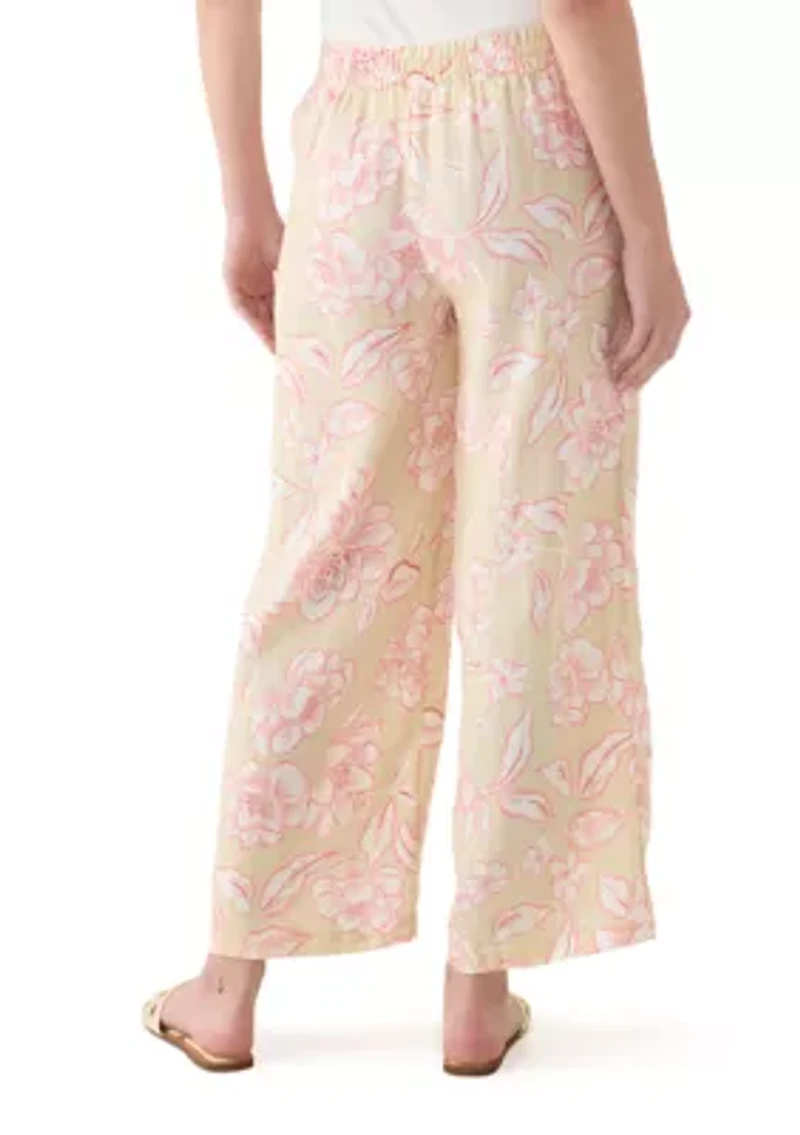 Women's Printed Linen Wide Leg Pants