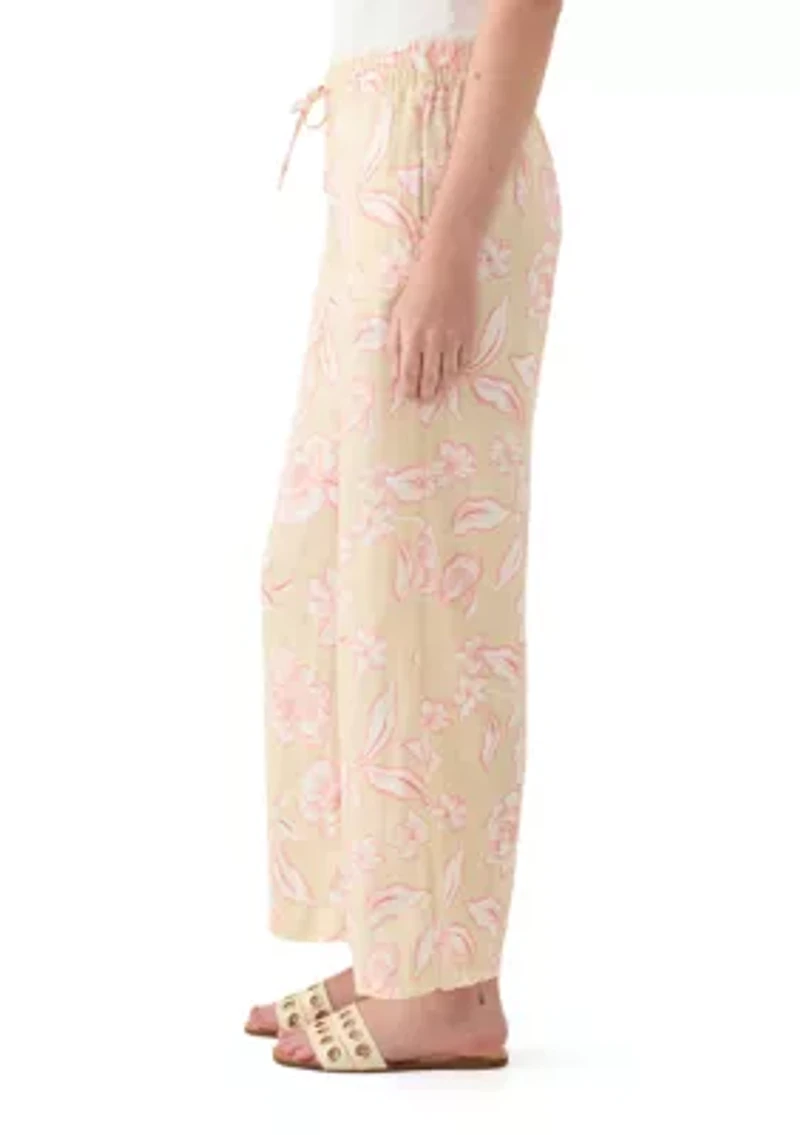 Women's Printed Linen Wide Leg Pants