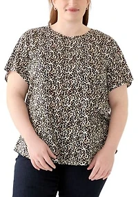 Plus Short Sleeve Slub Crew Neck T-Shirt