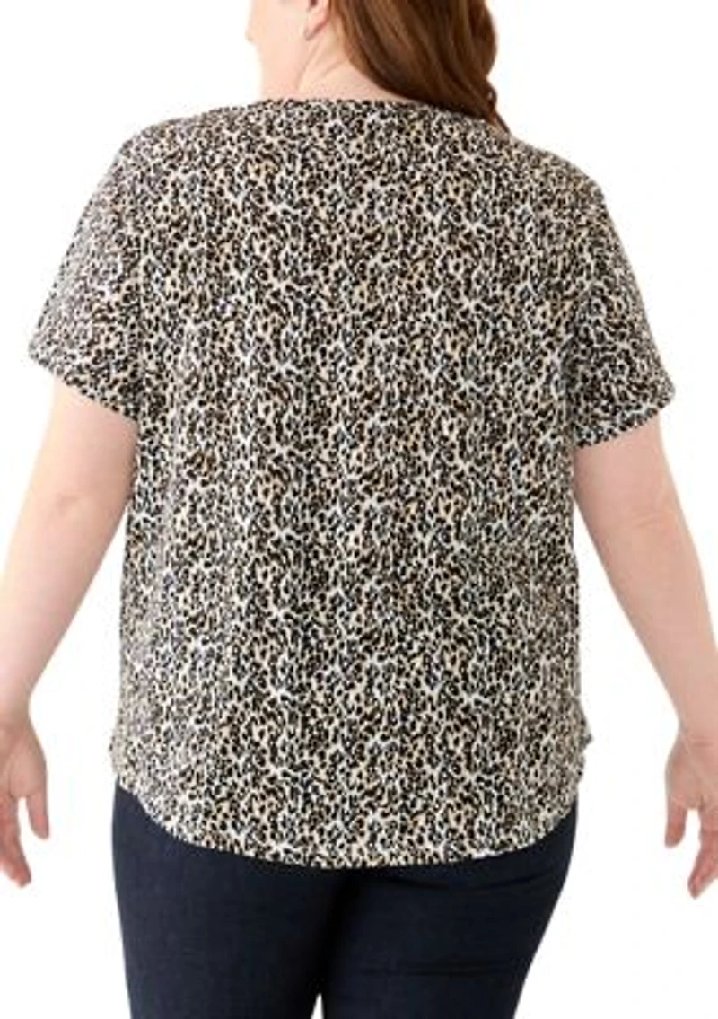 Plus Short Sleeve Slub Crew Neck T-Shirt