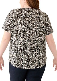 Plus Short Sleeve Slub Crew Neck T-Shirt