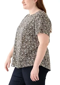 Plus Short Sleeve Slub Crew Neck T-Shirt
