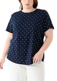 Plus Short Sleeve Slub Crew Neck T-Shirt