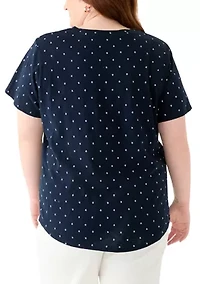 Plus Short Sleeve Slub Crew Neck T-Shirt