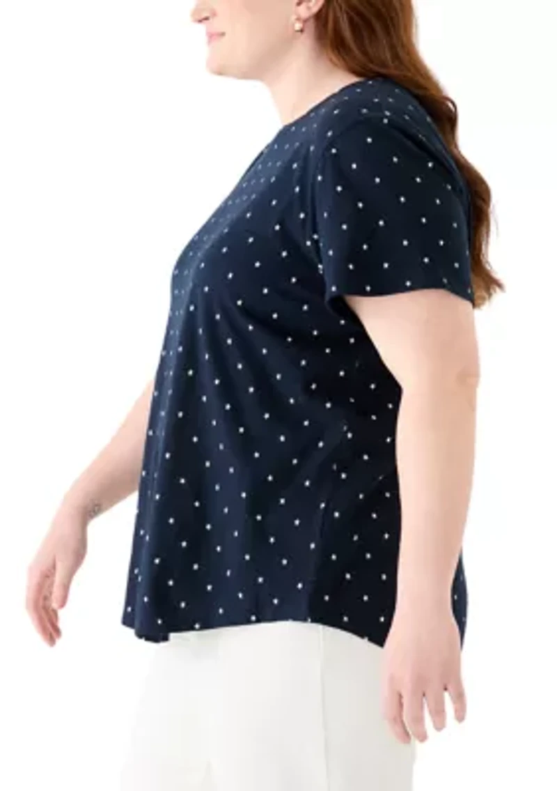 Plus Short Sleeve Slub Crew Neck T-Shirt