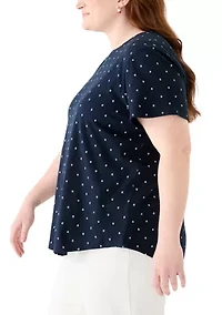 Plus Short Sleeve Slub Crew Neck T-Shirt