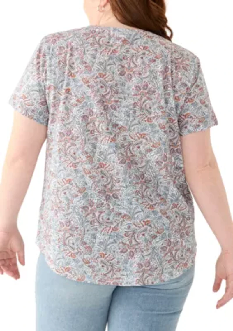 Plus Short Sleeve Slub Crew Neck T-Shirt