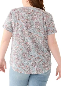 Plus Short Sleeve Slub Crew Neck T-Shirt