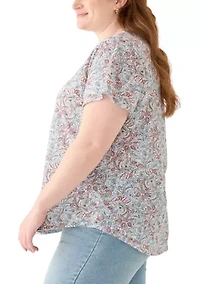 Plus Short Sleeve Slub Crew Neck T-Shirt