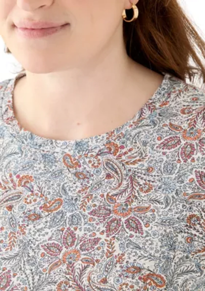 Plus Short Sleeve Slub Crew Neck T-Shirt