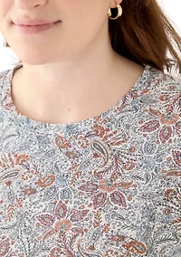 Plus Short Sleeve Slub Crew Neck T-Shirt