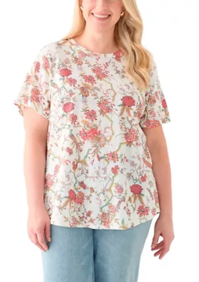 Plus Short Sleeve Slub T-Shirt