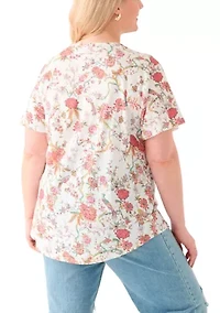 Plus Short Sleeve Slub T-Shirt