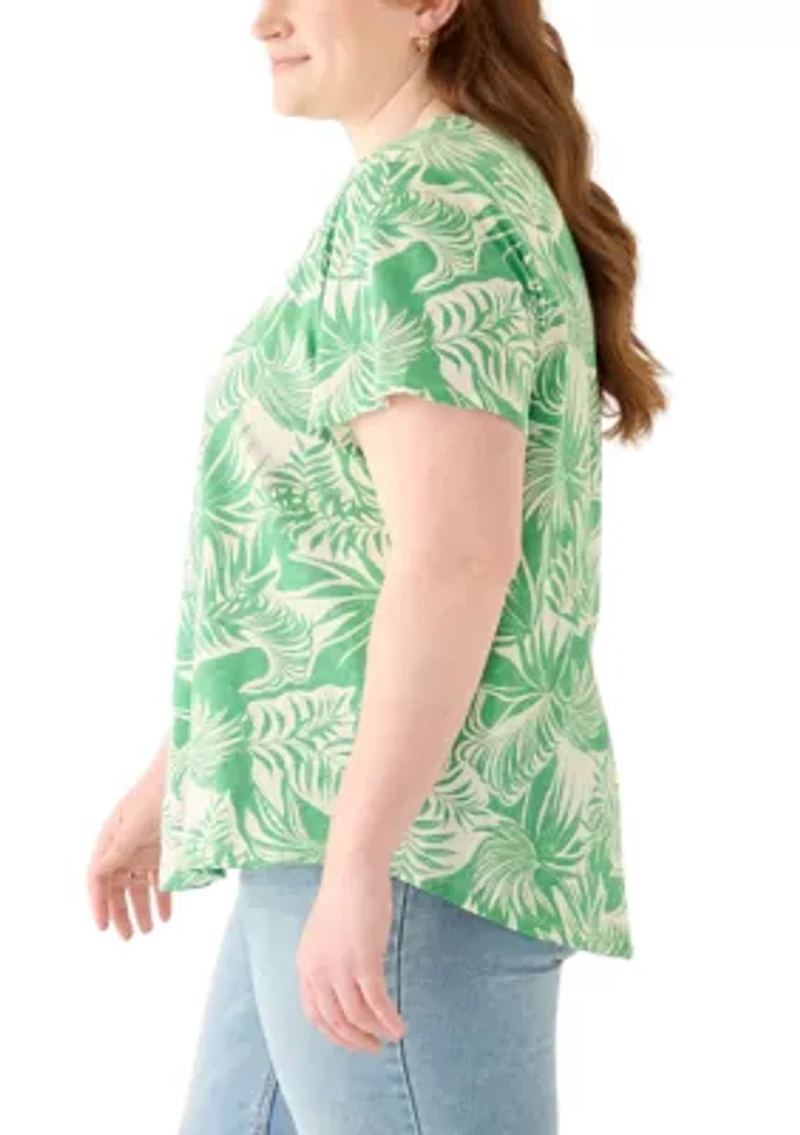 Plus Short Sleeve Slub Crew Neck T-Shirt
