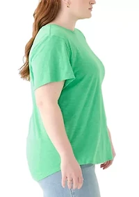 Plus Short Sleeve Slub Solid T-Shirt
