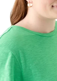 Plus Short Sleeve Slub Solid T-Shirt