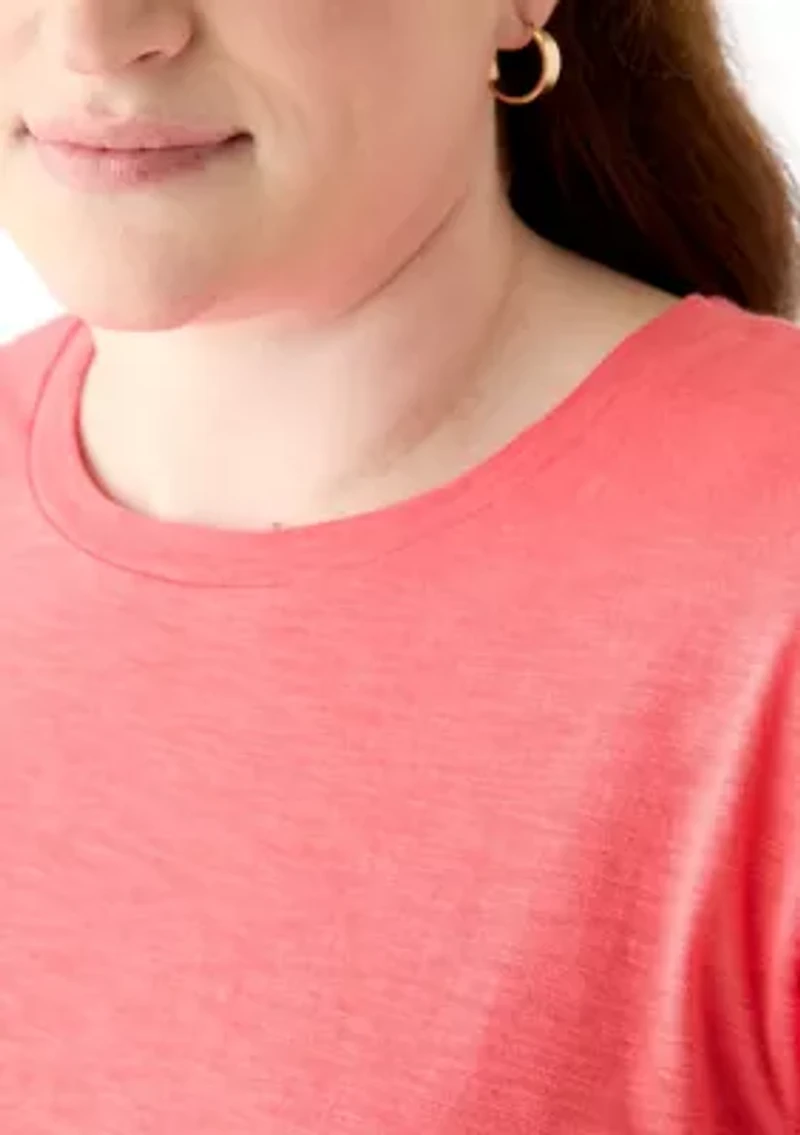 Plus Short Sleeve Slub Solid T-Shirt