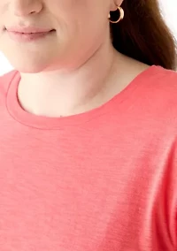 Plus Short Sleeve Slub Solid T-Shirt
