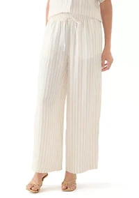 Women's Linen Stripe Wide Leg Pants