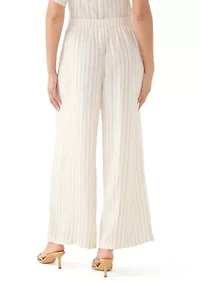 Women's Linen Stripe Wide Leg Pants