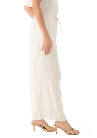 Women's Linen Stripe Wide Leg Pants