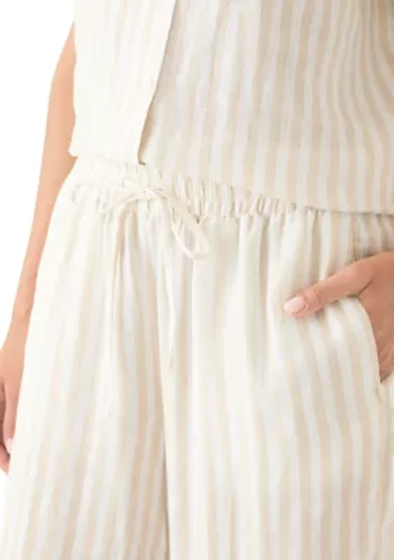 Women's Linen Stripe Wide Leg Pants