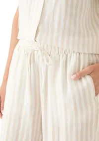 Women's Linen Stripe Wide Leg Pants