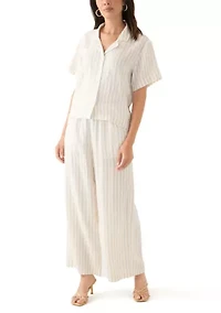Women's Linen Stripe Wide Leg Pants