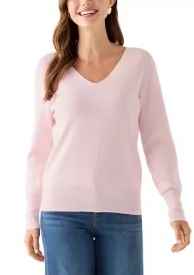 Women's Button Cuff V-Neck Sweater