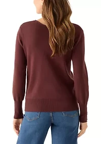 Women's Button Cuff V-Neck Sweater