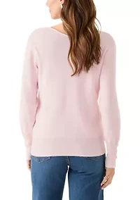 Women's Button Cuff V-Neck Sweater