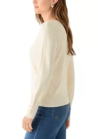Women's Button Cuff V-Neck Sweater