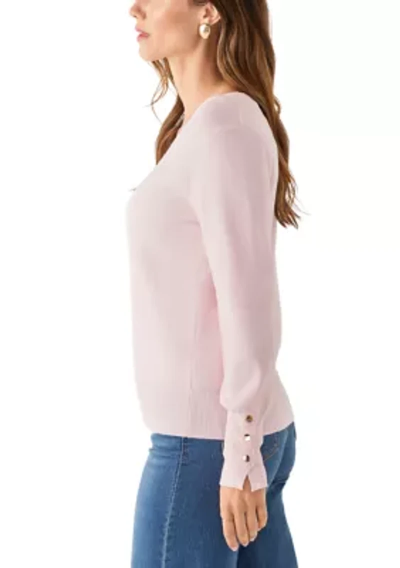 Women's Button Cuff V-Neck Sweater