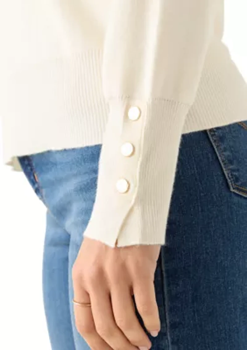 Women's Button Cuff V-Neck Sweater