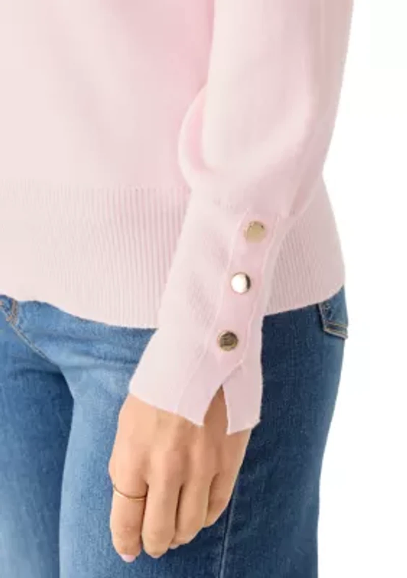 Women's Button Cuff V-Neck Sweater