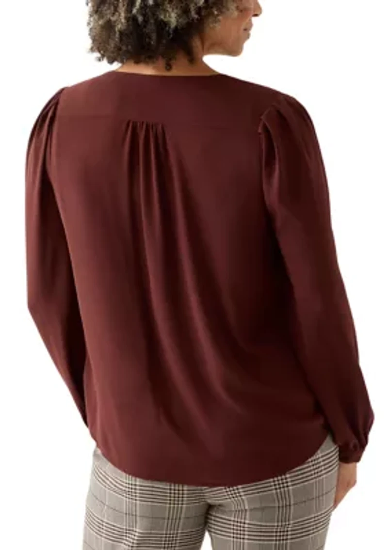 Women's Balloon Sleeve Button Down Blouse