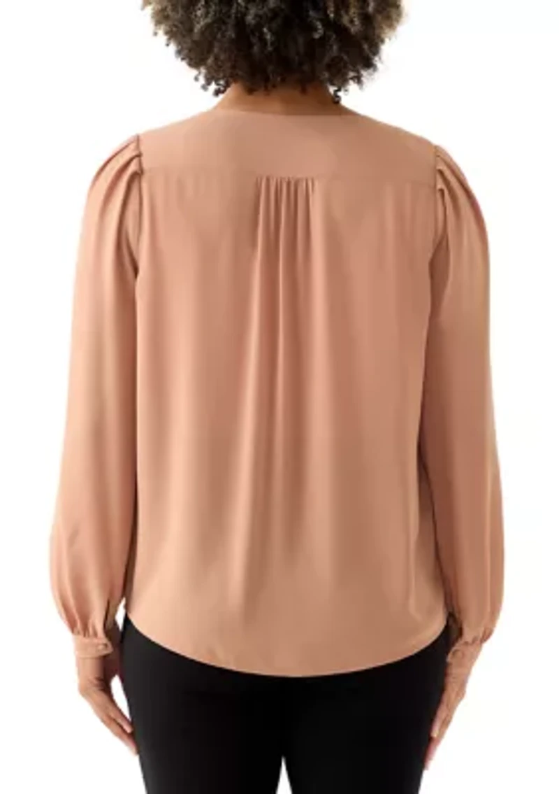 Women's Balloon Sleeve Button Down Blouse