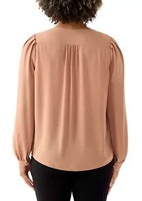 Women's Balloon Sleeve Button Down Blouse