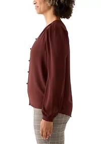 Women's Balloon Sleeve Button Down Blouse