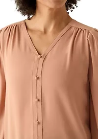 Women's Balloon Sleeve Button Down Blouse