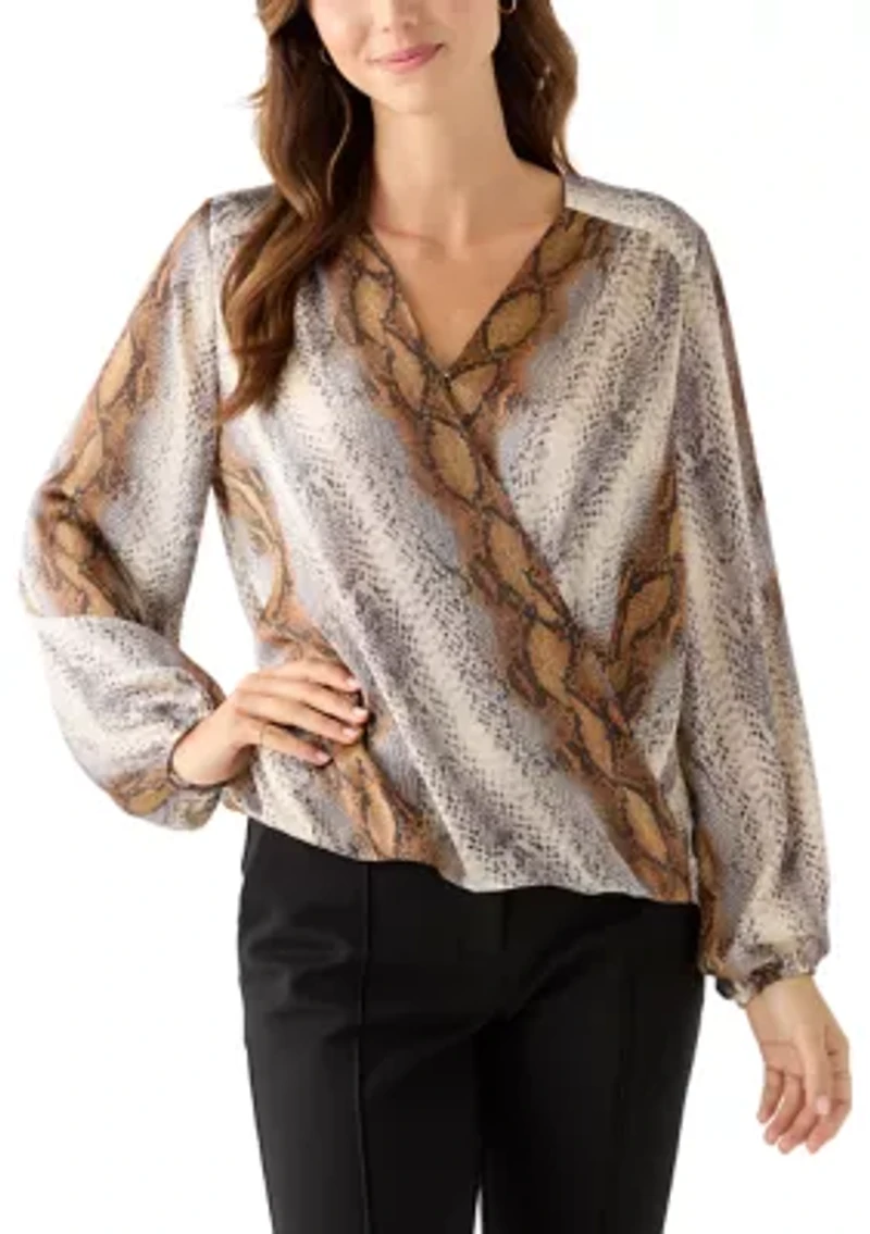 Women's Long Sleeve Snake Wrap Blouse
