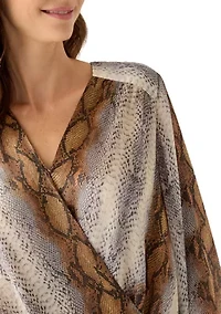 Women's Long Sleeve Snake Wrap Blouse