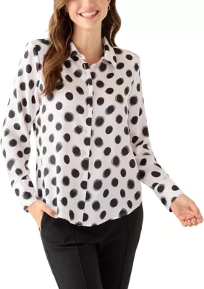 Women's Long Sleeve Polka Dot Shirt