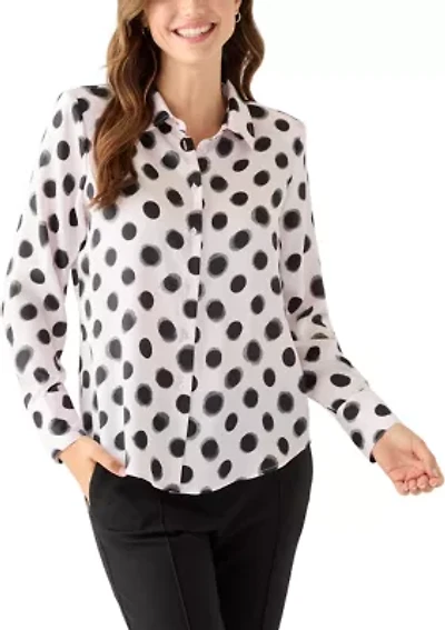 Women's Long Sleeve Polka Dot Shirt