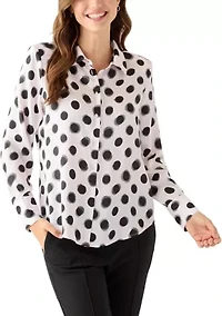 Women's Long Sleeve Polka Dot Shirt