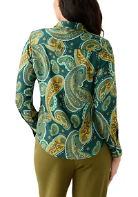 Women's Long Sleeve Paisley Print Blouse