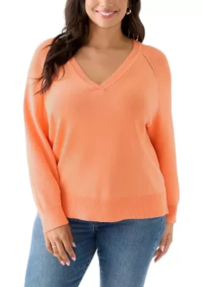 Plus Raglan V-Neck Sweater