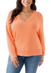 Plus Raglan V-Neck Sweater